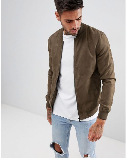Pull & Bear Faux Suede Bomber in