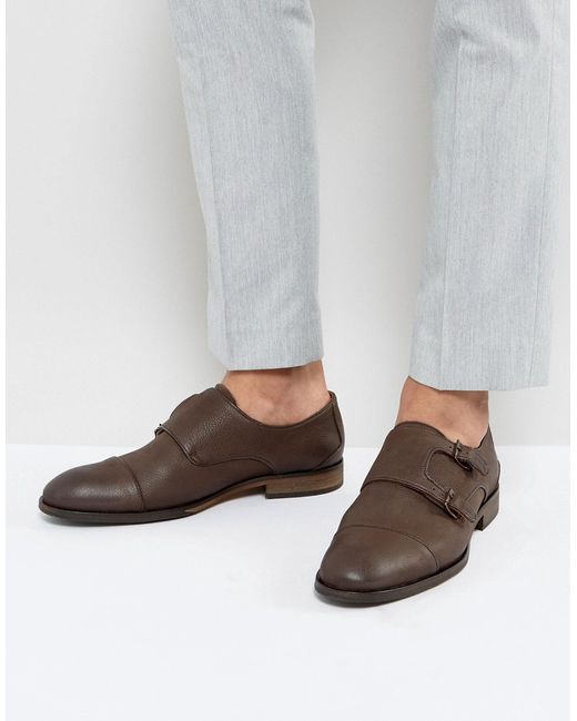 Selected Homme Bolton Leather Monk Shoes In