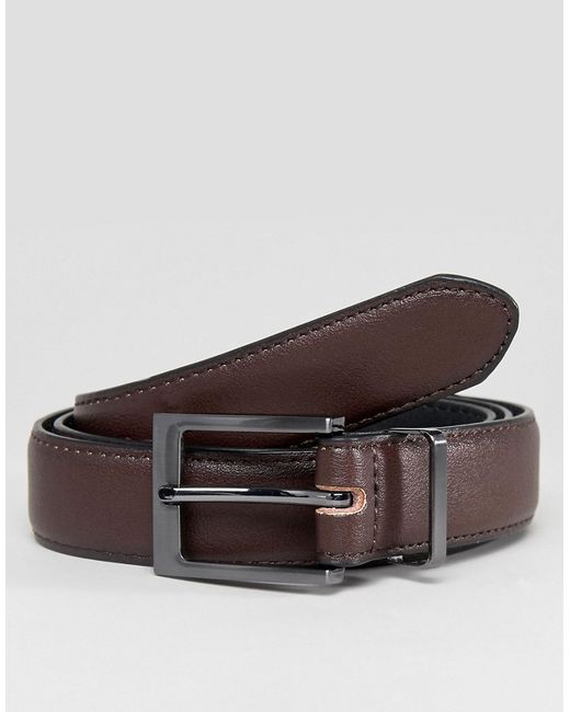 New Look Faux Leather Belt In Dark