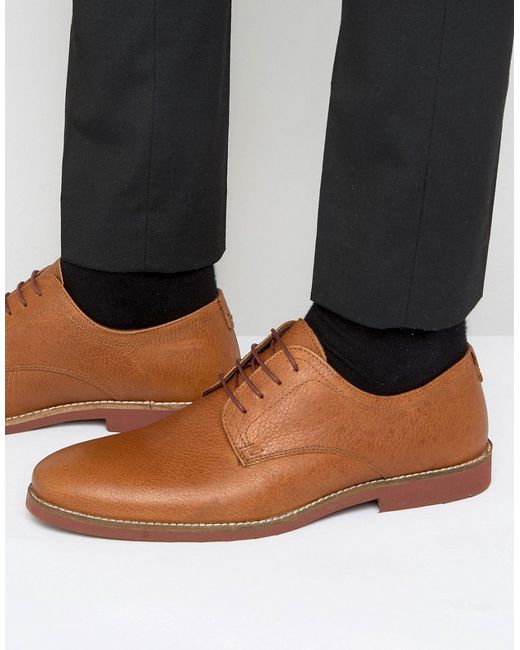 Red Tape Derby Shoes in Milled Leather