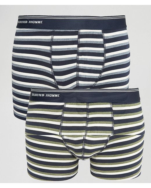 Selected Homme Trunks 2 Pack with Stripe