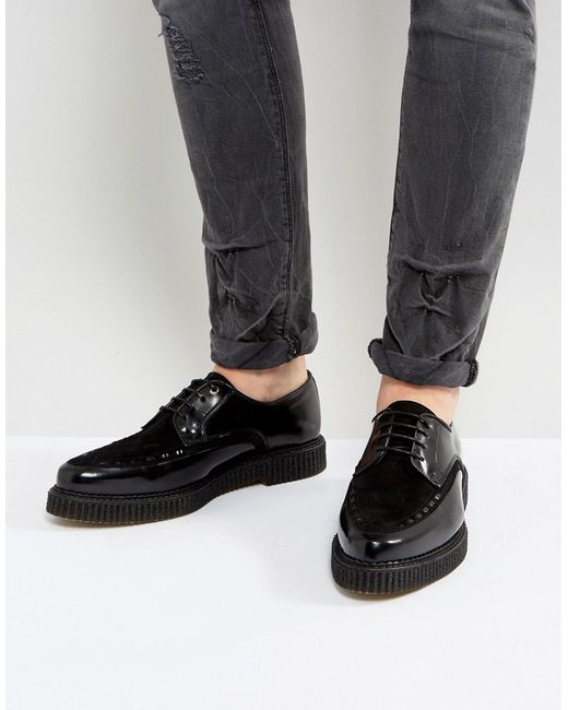 Asos Lace Up Shoes In Leather With Creeper Sole