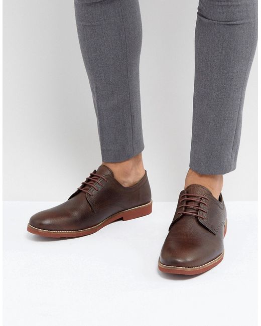 Red Tape Derby Shoes In Milled Leather