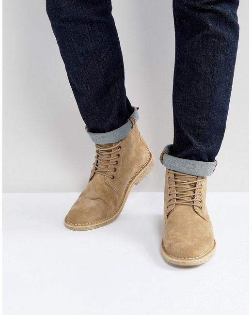 Asos Desert Boots In Suede With Leather Detail