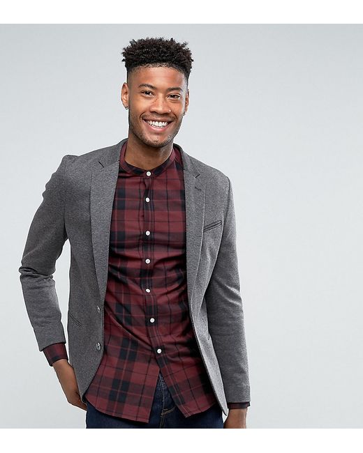 Asos TALL Super Skinny Blazer In Charcoal Jersey