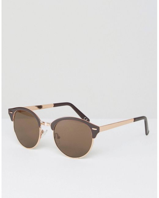 Asos Rounded Retro Sunglasses In And Metal