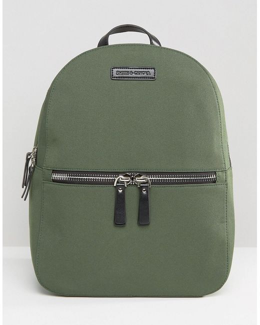 Smith & Canova Nylon Backpack With Leather Trim