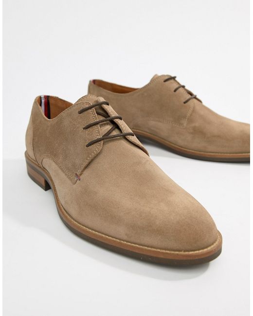 Tommy Hilfiger essential suede lace up derby in taupe
