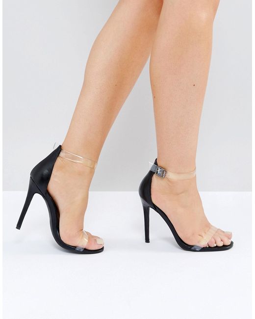 Missguided Clear Rounded Strap Barely There Heels