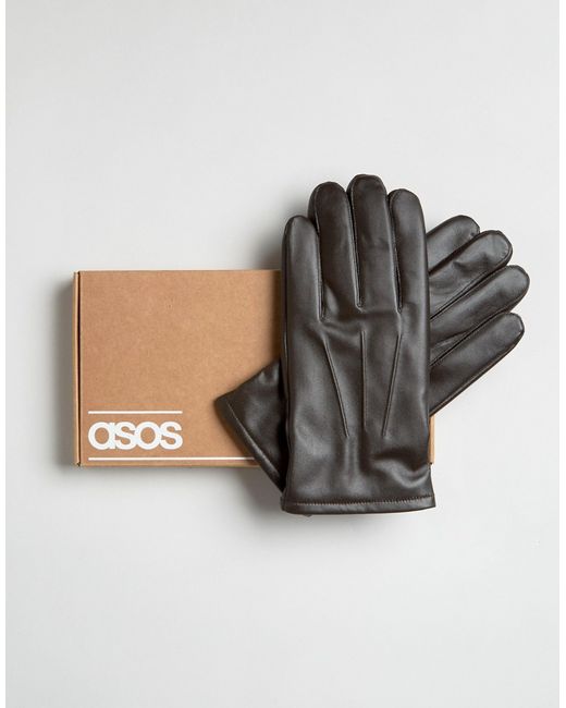 Asos Leather Gloves In Gift Box In