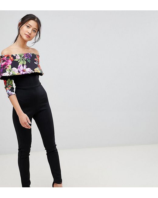 True Violet bardot jumpsuit with placement print