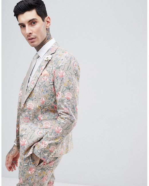 Gianni Feraud Skinny Fit Linen Blend Suit Jacket