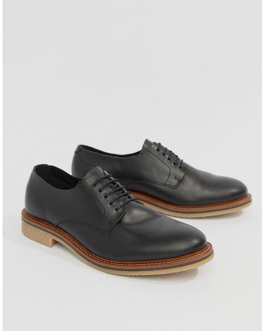 Asos DESIGN lace up shoes in leather with natural sole