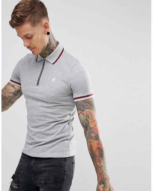Hype Polo T-Shirt In With Half Zip