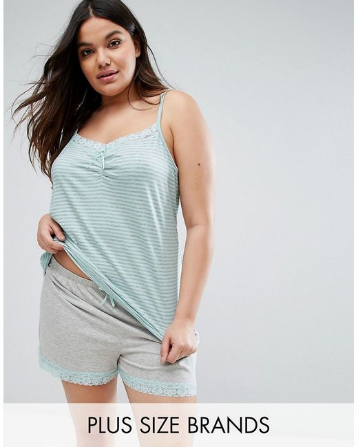 Yours Clothing Striped Short Pajama Set