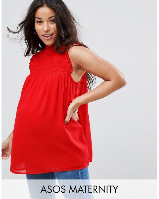ASOS Maternity High Neck Blouse with Shirred Bib