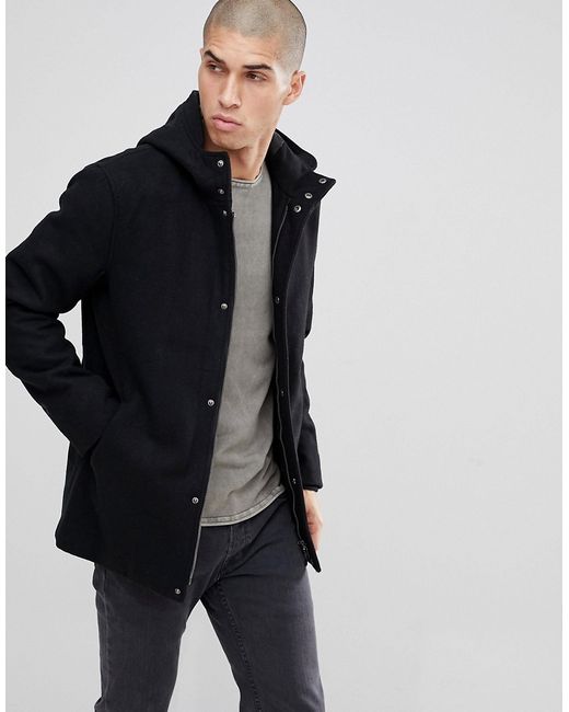 Only & Sons Hooded Wool Parka