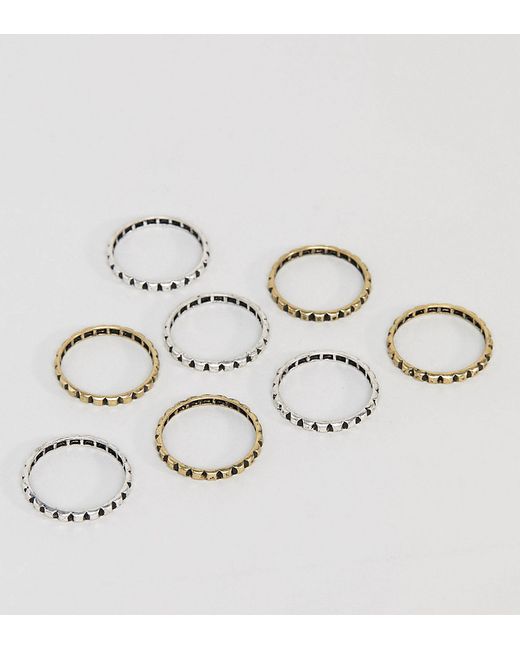 Reclaimed Vintage Inspired Skinny Stacking Band Rings In 8 Pack Exclusive