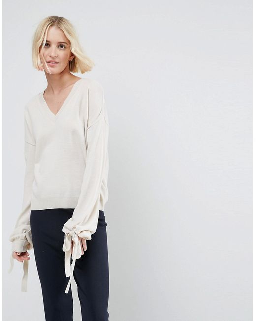 Asos Sweater with Balloon Sleeves and Tie Cuff
