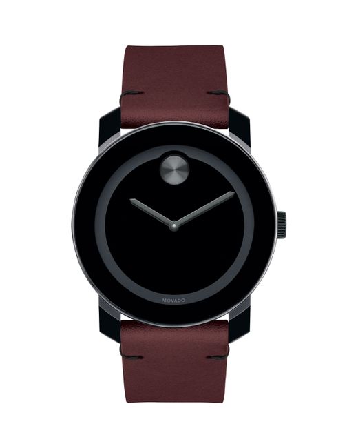 Movado Bold Bold TR90 Two-Hand Watch with Brown Leather Strap