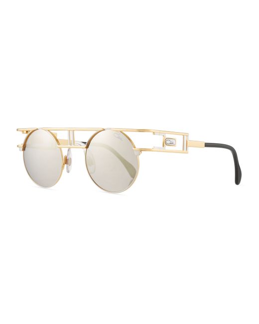 Cazal Round Double-Bar Metal Sunglasses