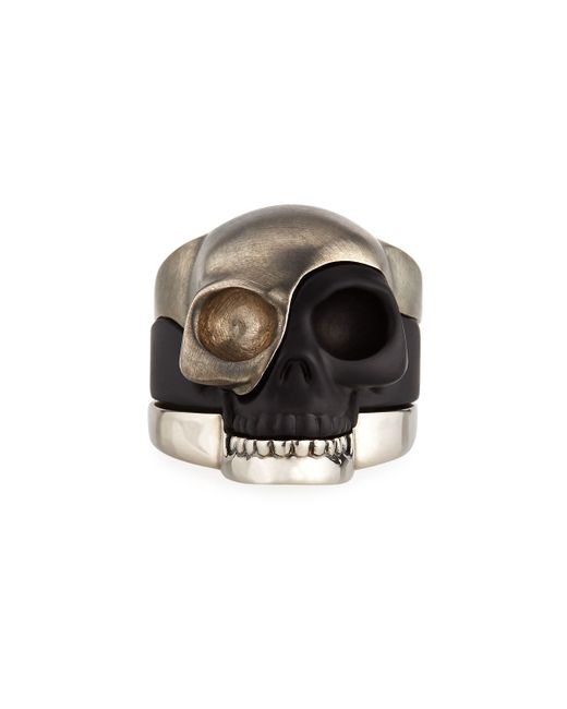 Alexander McQueen Tri-Tone Divided Skull Ring