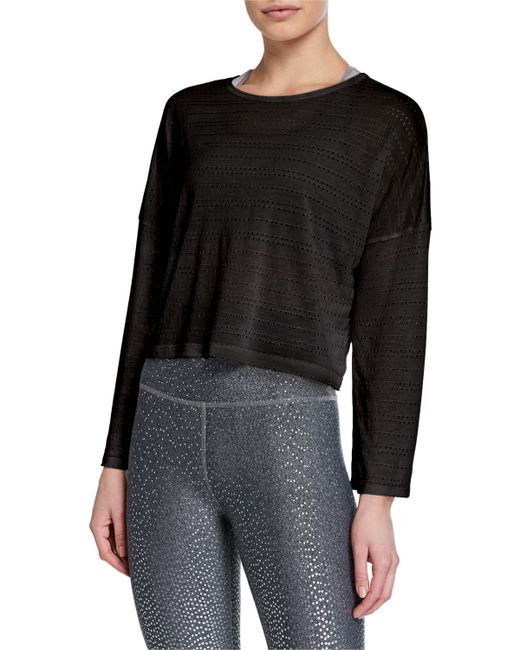 Beyond Yoga Off Cuff Perforated Long-Sleeve Cropped Pullover