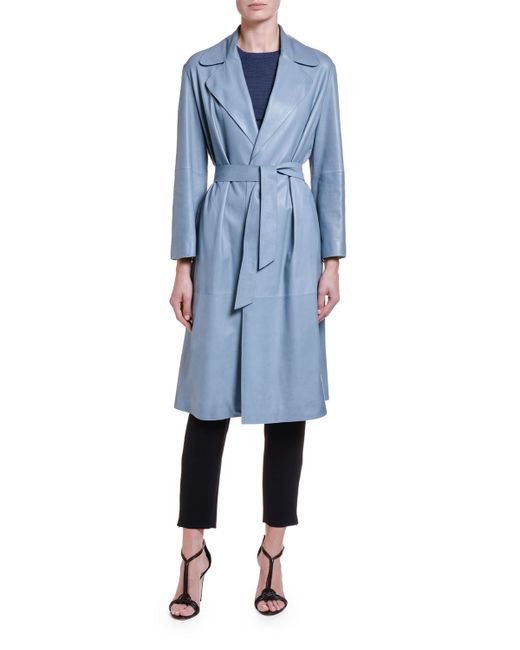 Giorgio Armani Goat Leather Belted Trench Coat