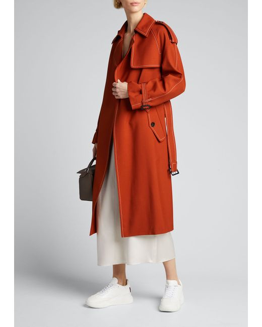 Marni Contrast-Stitched Wool Trench Coat