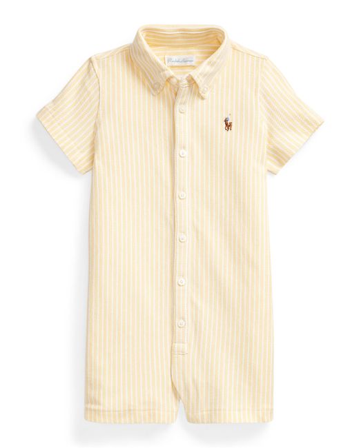 Ralph Lauren Childrenswear Oxford Mesh Stripe Shortall 3-18 Months