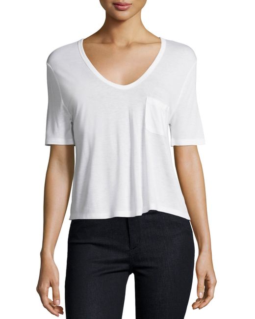 T by Alexander Wang Classic Cropped Tee w Pocket White