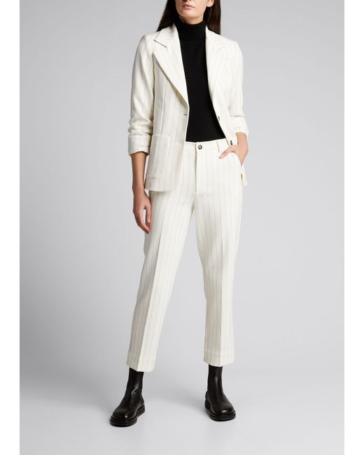 Ganni Structured Pinstripe Suiting Ankle Pants