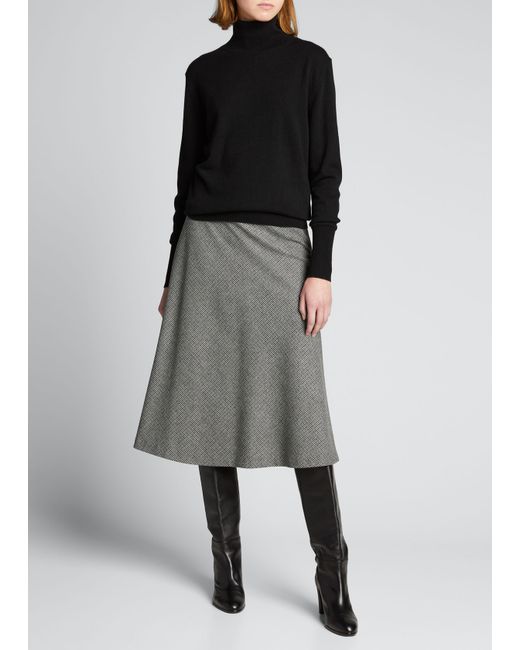 Nili Lotan Alvina Check Wool-Blend Midi Skirt
