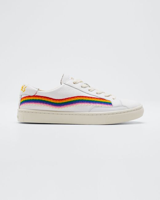 Soludos Shooting Star Embroidered Leather Sneakers