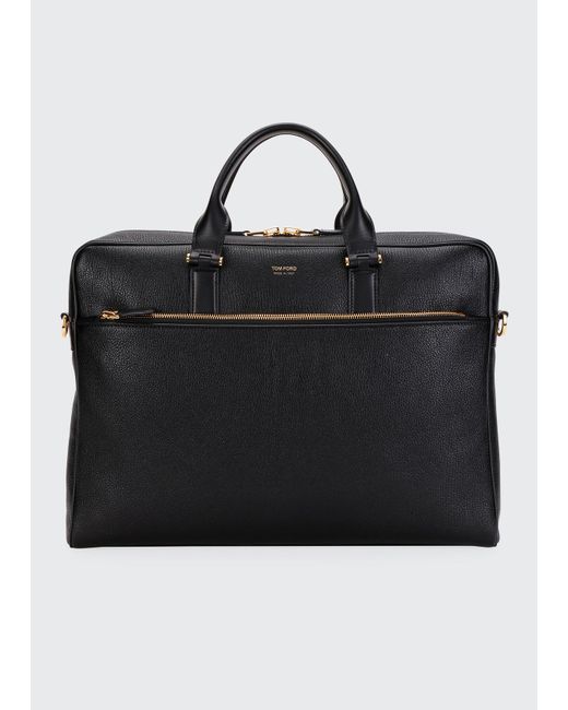 Tom Ford Leather Zip-Top Slim Briefcase