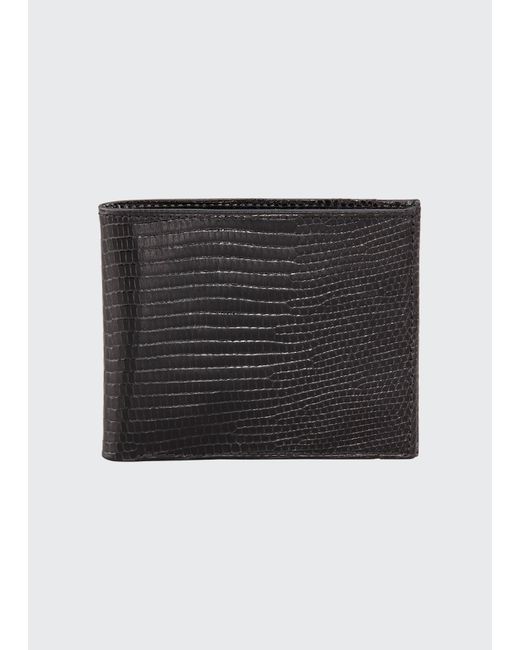 Neiman Marcus Lizard Slim Wallet Black