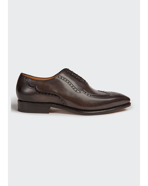 Paul Stuart Milano Wing-Tip Hand-Burnished Leather Oxford Shoes