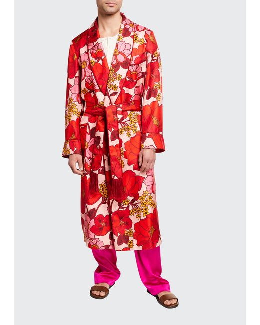 Tom Ford Placed Oriental Floral-Print Silk Twill Robe