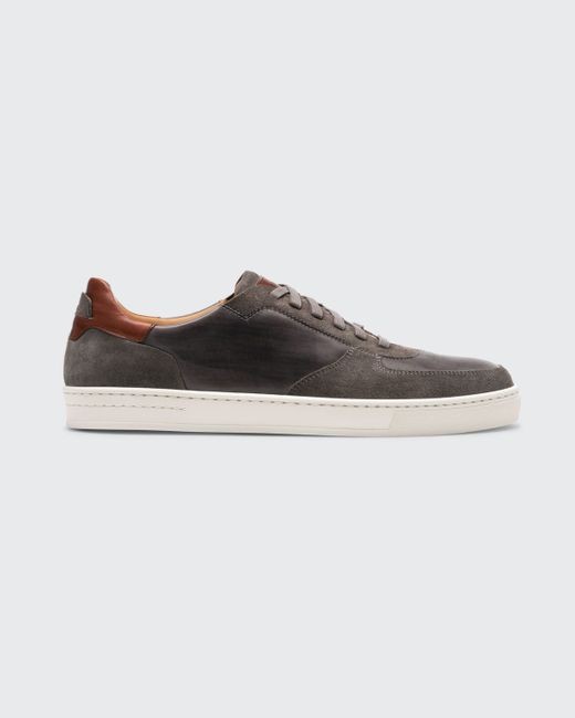 Magnanni Ottawa Burnished Mix-Leather Low-Top Sneakers