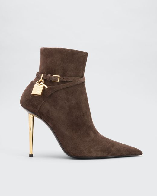 Tom Ford Lock 105mm Suede Ankle Booties