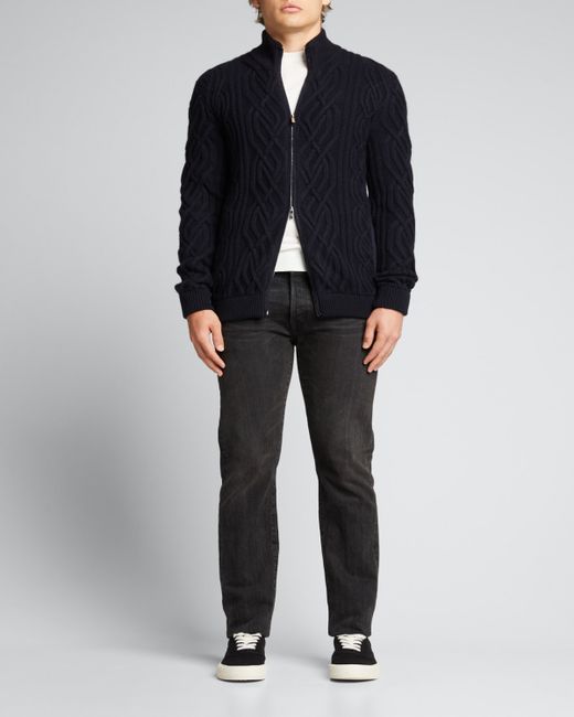 Bergdorf Goodman Aran Zip Cardigan Sweater
