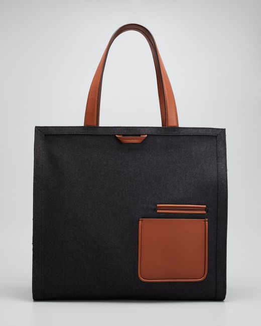 Ermenegildo Zegna Icon Leather-Trim Tote Bag