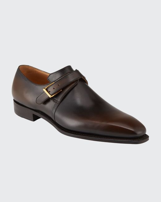 Corthay Arca Leather Monk-Strap Loafers