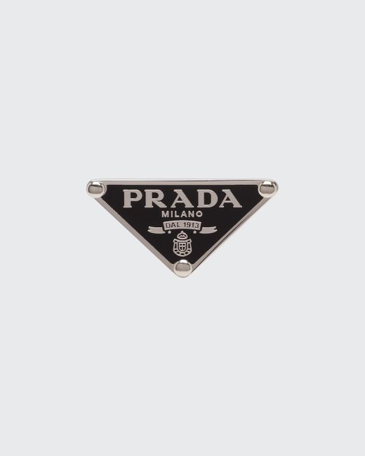 Prada Enamel Triangle Logo Clip Earring Left