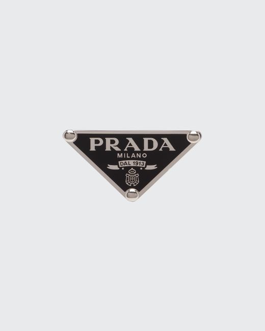 Prada Enamel Triangle Logo Clip Earring Right