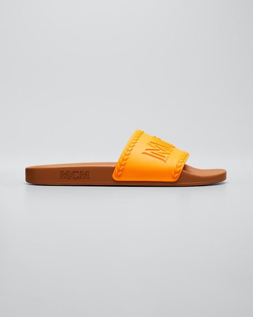 Mcm Logo Pool Slide Sandals