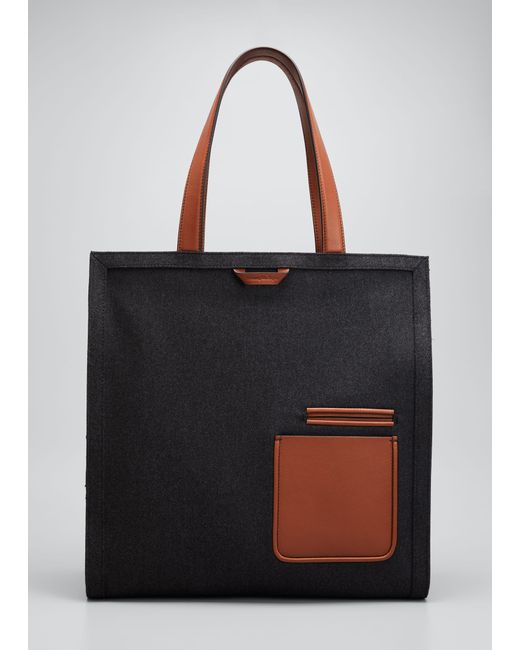 Ermenegildo Zegna Icon Leather-Trim Tote Bag