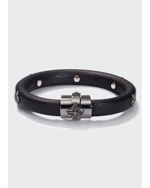Shamballa Jewels Korne Leather Rhodium Bracelet