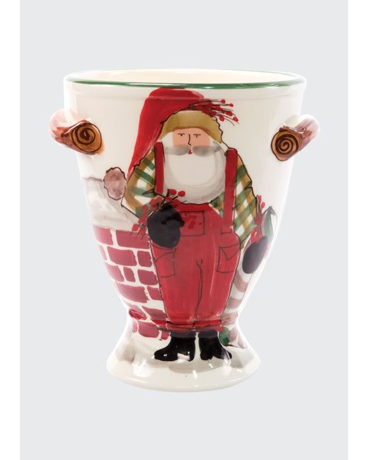 Vietri Old St. Nick Footed Urn W Chimney Stockings