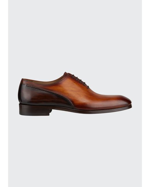 Magnanni for Neiman Marcus Whole-Cut Fancy Leather Oxford Shoes